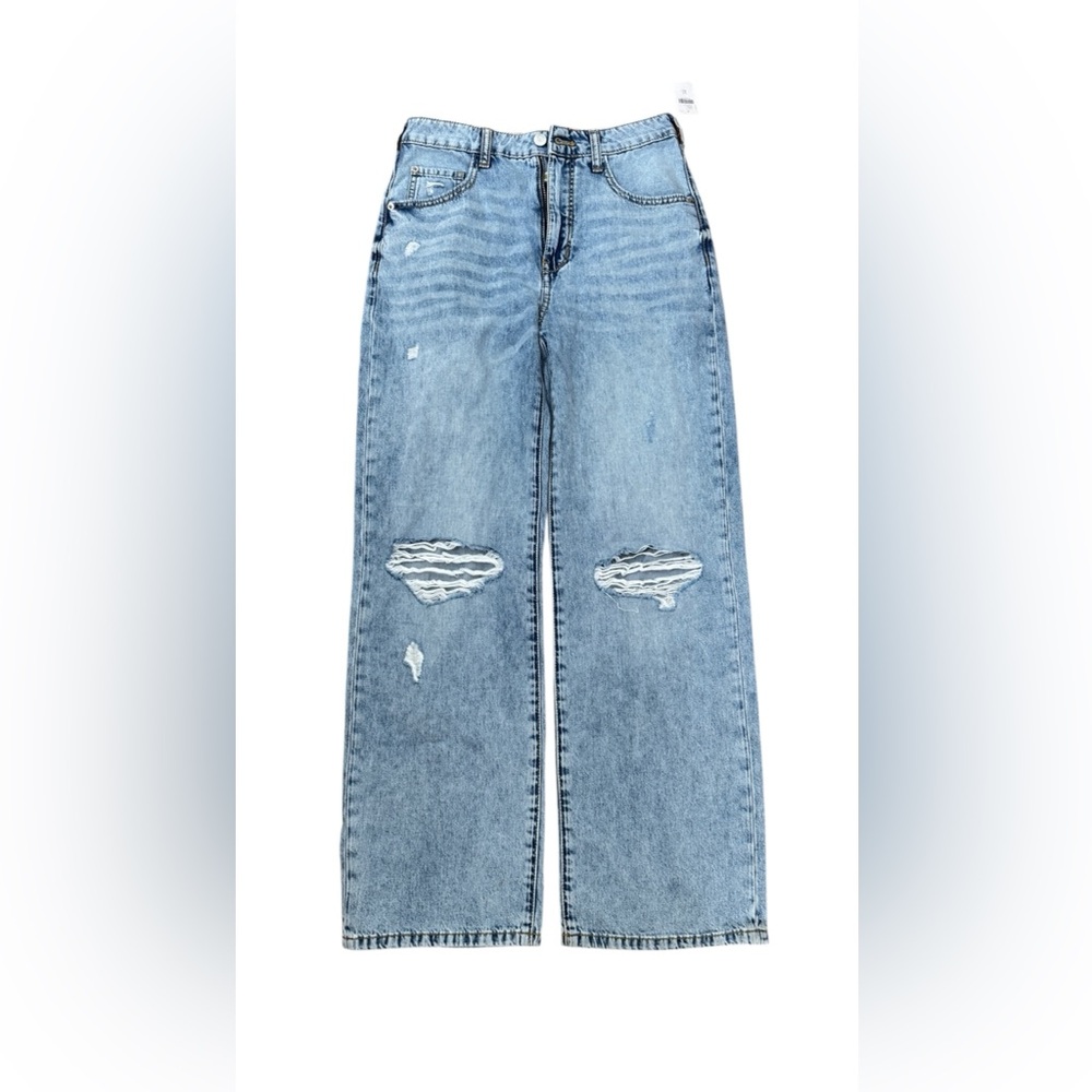 Anthropologie Pilcro High Rise Distressed Straight Leg Jeans Light Wash Size 25